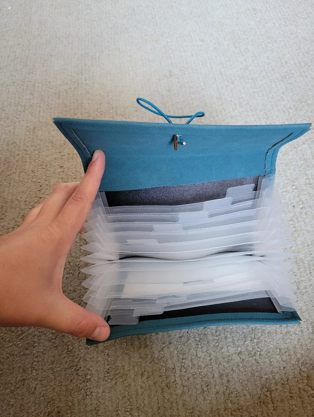 Faux Suede Accordion File Organizer Teal Unused